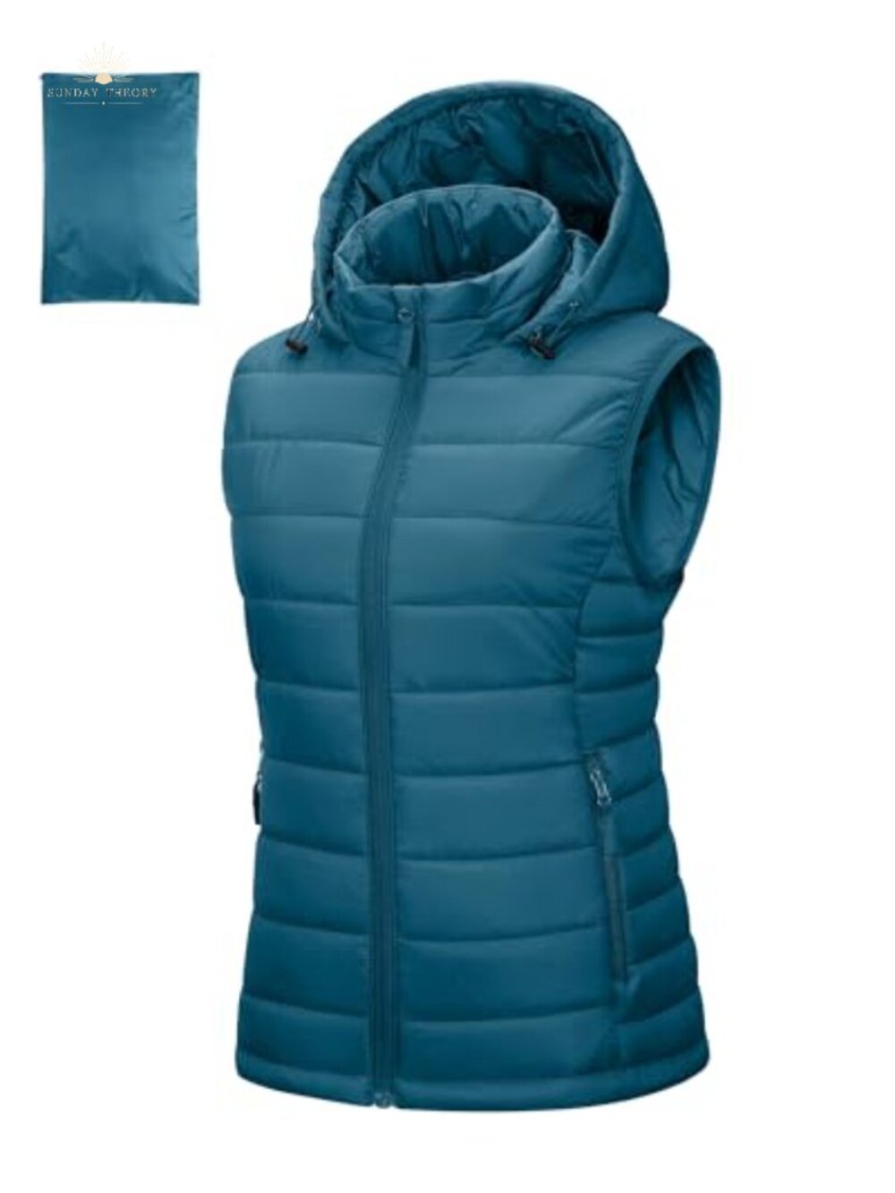 Lightweight Packable Hooded Puffer Vest Nylon Winter